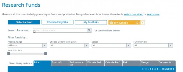 Search for a fund bar